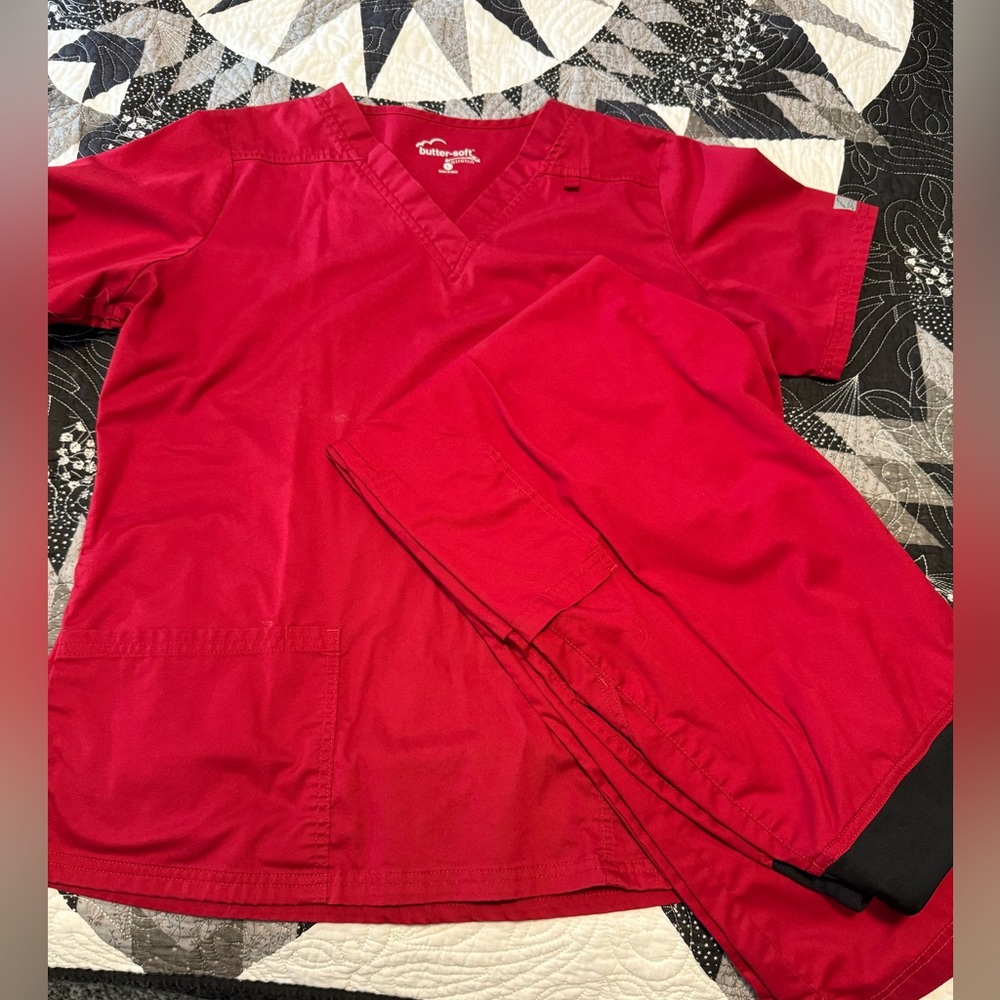 Butter Soft Stretch Red  Scrub Top and scrub pants